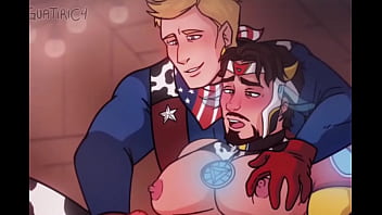 Iron boy x Captain america - steve x tony gay stroking onanism cow yaoi hentai