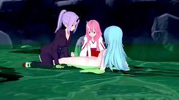 Shuna and Shion Rimuru in the hot springs - The time i got reincarnated as a slime Parody