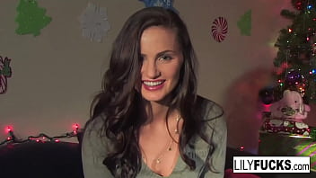 Lily tells us her horny Christmas wishes before satisfying herself in both holes
